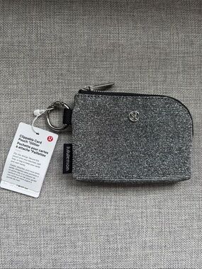 Lululemon Clipable Card Pouch, Glitter Dark Silver/Graphite Grey NWT